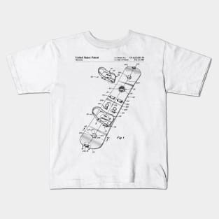 Snowboard Patent - Snowboarding Art - Black And White Kids T-Shirt